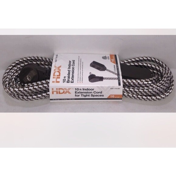 Braided Indoor Extension Cord 10 Ft. 3 Outlets Flat Head 2 Prong 16 Gauge Brown - Picture 3 of 7